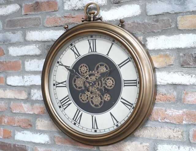 Golden Old Style Pocket Watch Themed Cog Clock - image 1