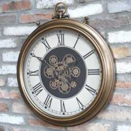Golden Old Style Pocket Watch Themed Cog Clock - thumbnail 3