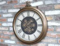 Golden Old Style Pocket Watch Themed Cog Clock - thumbnail 1