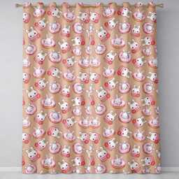 Cute Bunny Donut Dessert Kawaii Peach Background Seamless Pattern Readymade Eyelet Ring Top Thermal 100% Blackout Curtains - thumbnail 2