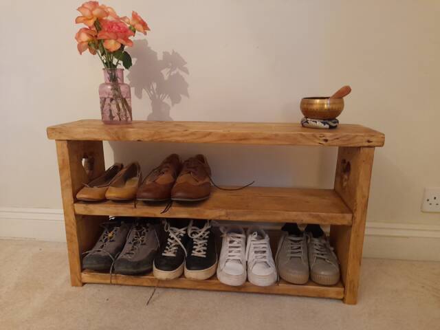 Reclaimed Wood Hallway Bench Rustic Shoe Storage - image 1