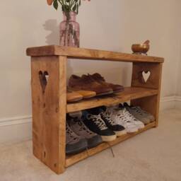 Reclaimed Wood Hallway Bench Rustic Shoe Storage - thumbnail 2