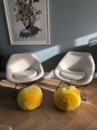 Sunshine Yellow Sheepskin Pouffe , Pouffe, Furry Footstool, Bright