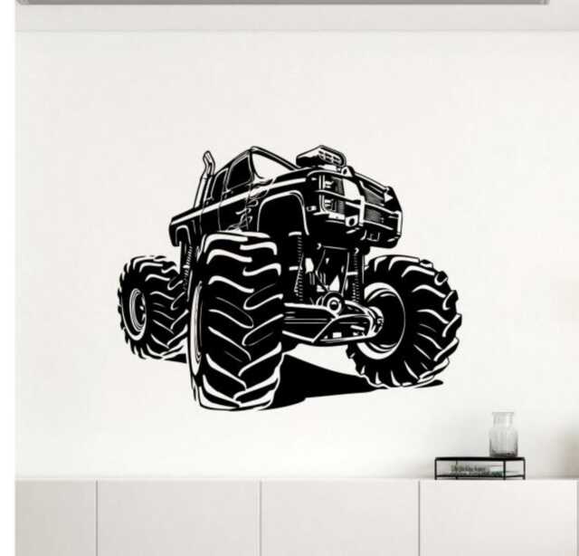 Monster Truck Wall Decal Vinyl Car Sticker Man Cave Art Murals Garage Interior Removable Home Decor - 4Bmc - image 1
