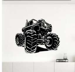 Monster Truck Wall Decal Vinyl Car Sticker Man Cave Art Murals Garage Interior Removable Home Decor - 4Bmc - thumbnail 1