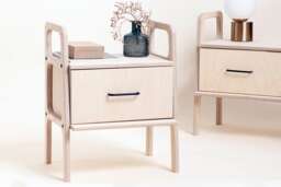 Pair Of Wooden Nightstands, Two Mid Century Modern Bedside Tables 51 cm With Drawers, Scandinavian Bedroom Set, Handmade - thumbnail 1