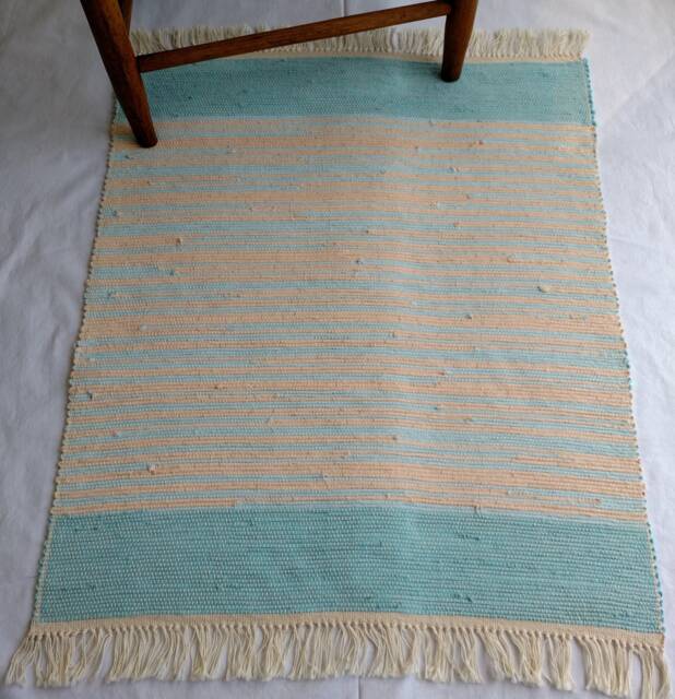 Hand Woven Rug. Blueberry Peach. #1323 - image 1