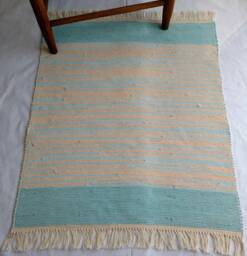 Hand Woven Rug. Blueberry Peach. #1323 - thumbnail 1