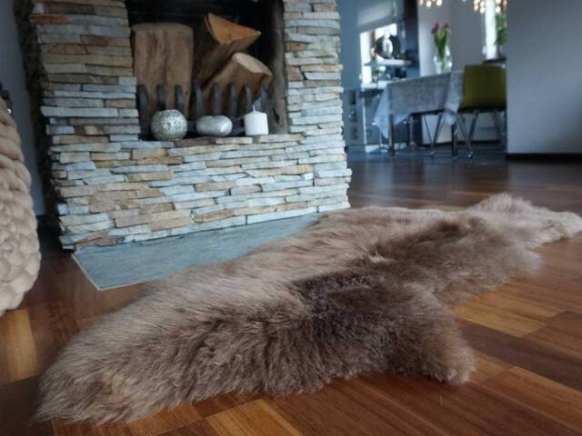 "Sheepskin Brown Throw Genuine Leather Wool Carpet 48""x 28" - image 1