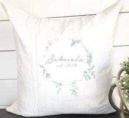 Custom Wedding Date Pillow, Wreath Chic Decor, Gift, 18 X18 Pillow Cover, Anniversary - thumbnail 1