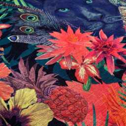 Black Panther Chenille Cushion Cover - Floral Jungle Print Pillow - thumbnail 2