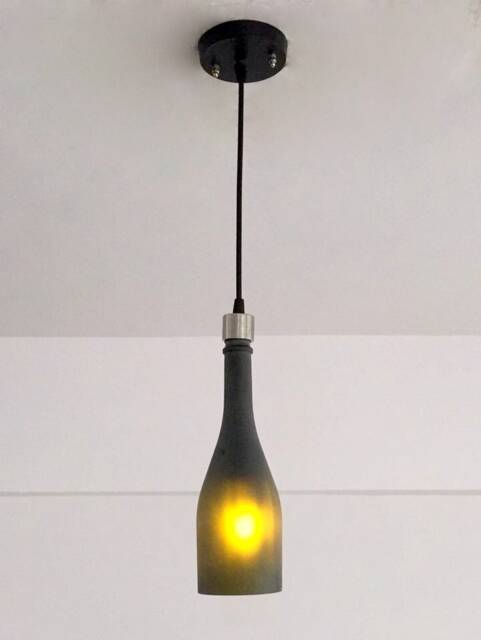 Frosted Champagne Bottle Pendant Lamp Light With Fixtures - image 1