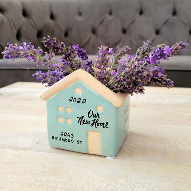 House Planter For Housewarming Gift, My First Or Our New Home Present, Personalized Succulent Small Vase, Decor, Realtor Gift - image 1