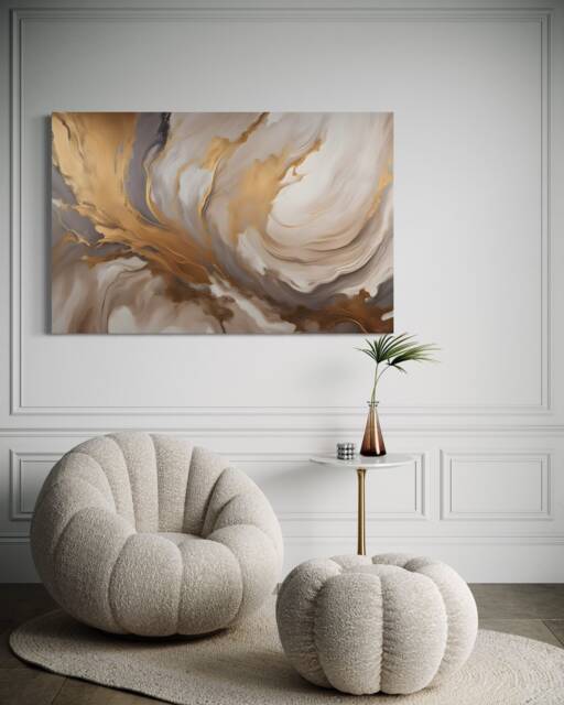 Gold Grey Brown Minimalist Wall Art Large Canvas Velvet Painting Abstract Art Modern Neutral Home Room Decor - image 1