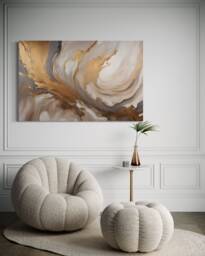 Gold Grey Brown Minimalist Wall Art Large Canvas Velvet Painting Abstract Art Modern Neutral Home Room Decor - thumbnail 1