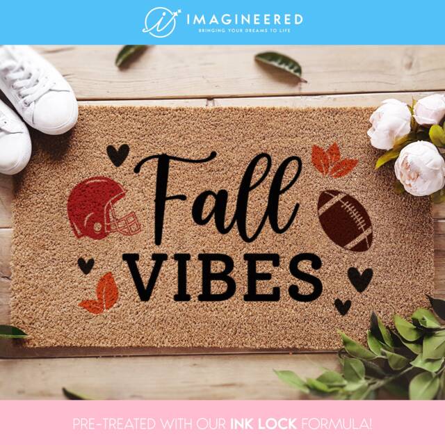 Fall Vibes Funny Seasonal Door Mat - Football & Doormat Housewarming Welcome Rug Autumnal - image 1