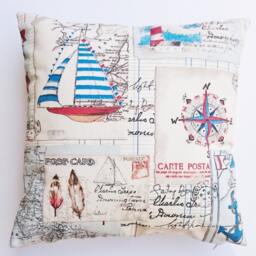 Throw Pillows, Boats Pillow Cover, Sea Side Decoration Sailing Ships Decorative Handmade Cushions, Cases Made in France - thumbnail 2