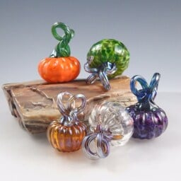 "Nw Hand-Blown Glass Pumpkins in ""Sun" - thumbnail 4
