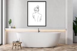 Self-Care - Handdrawn, Home Prints, Wall Art, Art Line Drawing, Lounge, Bedroom Living Room Woman, New House Gift - thumbnail 1