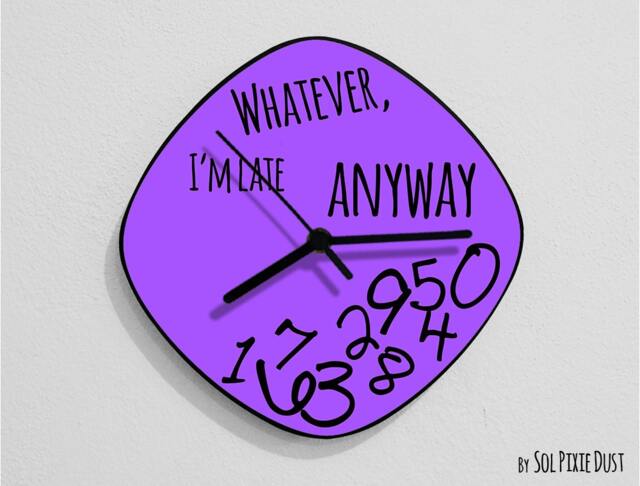 Whatever I'm Late Anyway/Oval Purple - Wall Clock - image 1