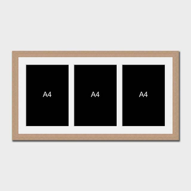 Multi Photo Frame For 3 A4 Certificates/Photos in An Oak Veneer - image 1