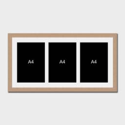 Multi Photo Frame For 3 A4 Certificates/Photos in An Oak Veneer - thumbnail 1