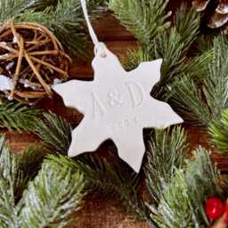 Personalized First Christmas Snowflake Ornament Custom Initials & Year - thumbnail 2