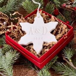 Personalized First Christmas Snowflake Ornament Custom Initials & Year - thumbnail 3
