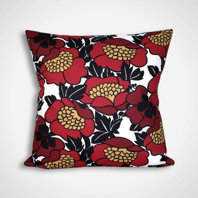 Red Flower Cushion Cover, Scandinavian Fabric, Abstract Botanical Pattern With Zip, 40cm To 50cm Square Sizes Handmade By Vivid Shades - image 1