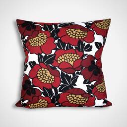 Red Flower Cushion Cover, Scandinavian Fabric, Abstract Botanical Pattern With Zip, 40cm To 50cm Square Sizes Handmade By Vivid Shades - thumbnail 1