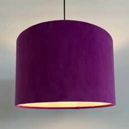 Plum Purple Velvet Drum Lampshade - Modern Ceiling Light Shade - thumbnail 1