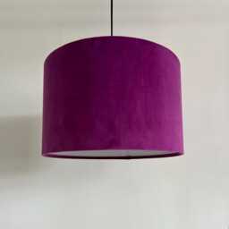 Plum Purple Velvet Drum Lampshade - Modern Ceiling Light Shade - thumbnail 3