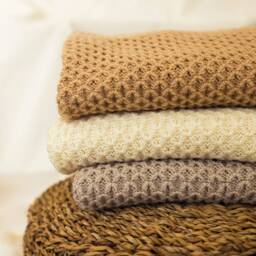 Pure Alpaca Baby Blanket, Soft Neutral Waffle Knit, Christening Gift - thumbnail 2