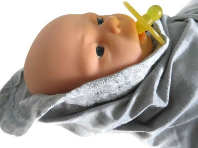 Gray Jersey Knit Baby Swaddle Blanket - Stretchy Newborn Wrap - image 1