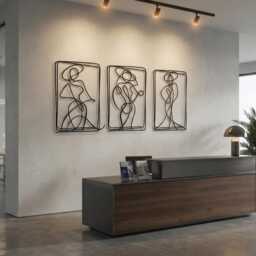 Minimalist Metal Woman Line Art, Modern Home Decor, Set Of 3 - thumbnail 3