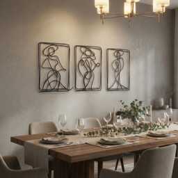 Minimalist Metal Woman Line Art, Modern Home Decor, Set Of 3 - thumbnail 1