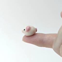 Cute Handmade Mini Ceramic Pig Figurine. Unique Desk Buddy. Terrarium Decor. Good Luck Charm. Small-Batch Ceramics. Hand-Painted Pottery - thumbnail 3