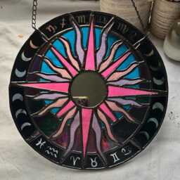 Zodiac Sun Mirror Stained Glass - Gift Signs Wall Mirrors Suncatcher Art Mothers Day Valentines - thumbnail 2