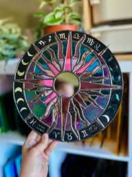 Zodiac Sun Mirror Stained Glass - Gift Signs Wall Mirrors Suncatcher Art Mothers Day Valentines - thumbnail 1