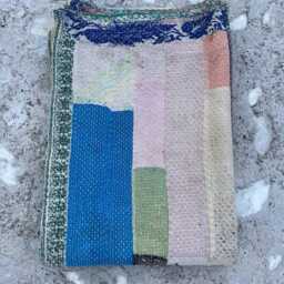 Cotton Kantha Quilt Patchwork Block Print Reversible Handmade Vintage Throw - thumbnail 4
