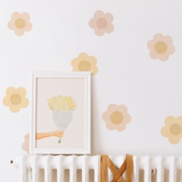 Small Daisy Flowers Wall Decals, Plastic-Free Kids Room Stickers