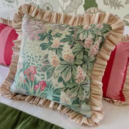 Floral Ruffled Cushion Jane Churchill Greenway Fabric, Feather Insert - thumbnail 1
