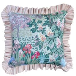 Floral Ruffled Cushion Jane Churchill Greenway Fabric, Feather Insert - thumbnail 2
