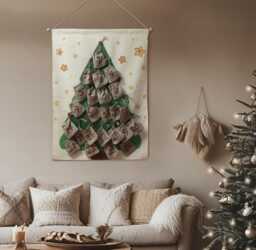 Linen Advent Calendar 2025 For Kids Embroidered Christmas Tree, Reusable Bags - thumbnail 1