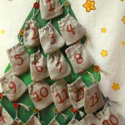 Linen Advent Calendar 2025 For Kids Embroidered Christmas Tree, Reusable Bags - thumbnail 2