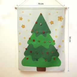 Linen Advent Calendar 2025 For Kids Embroidered Christmas Tree, Reusable Bags - thumbnail 4