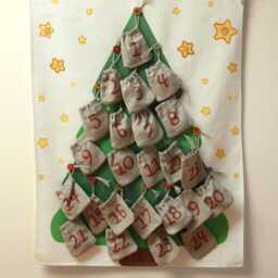 Linen Advent Calendar 2025 For Kids Embroidered Christmas Tree, Reusable Bags - thumbnail 3