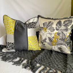 Designers Guild Silk Pillow Cover Green Grey Floral Chenille, 22 - thumbnail 4