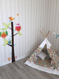Owl Tree Growth Chart Wall Decal, Playroom Or Nursery Kids Height Vinyl Sticker - thumbnail 3