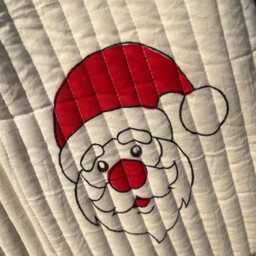 Handmade Santa Claus Christmas Stocking Block Print Cotton Holiday Decor - thumbnail 3
